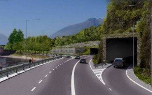 Un render del progetto della variante della Tremezzina