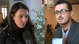 A sinistra Daniela Gerosa (assessore alla Mobilità di Como), a destra Stefano Vicari (rappresentante commercianti via Milano alta)