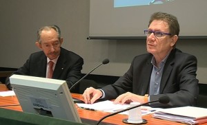 A destra Lucio Caracciolo, direttore di Limes, a sinistra Francesco Verga, presidente di Unindustria Como