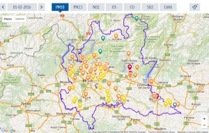 Pm10, la cartina lombarda: in arancione le zone più inquinate
