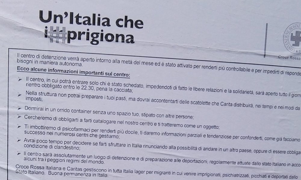 Campo migranti, provocazione contro la Croce Rossa: volantini con svastiche e false accuse di pestaggi