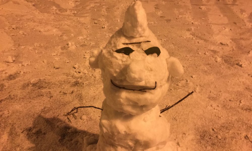 FOTOREP Il primo pupazzo di neve (da molti anni) e un piccolo viaggio nel centro, imbiancato, di Como