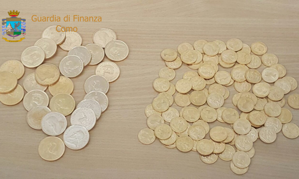 Monete d’oro (valore 53mila euro) non dichiarate nel bagaglio. Ricercatore sanzionato dai finanzieri di Ponte Chiasso