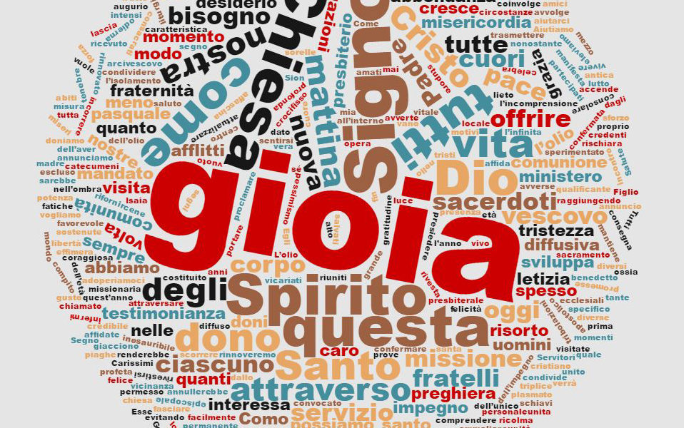 Messa Crismale del giovedì santo: l’inno alla gioia del vescovo Oscar (anche in wordcloud)