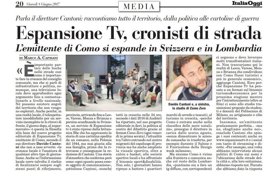 Un istante di autocelebrazione (che ci sta): Etv su Italia Oggi e non solo
