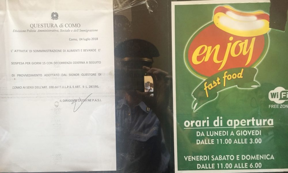 Cantù: motivi di ordine pubblico e sicurezza,  chiuso il locale “Enjoy” per due settimane