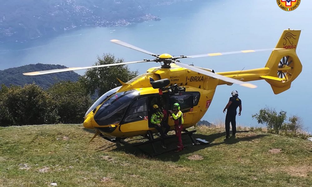 Cade durante un’escursione a Plesio, donna soccorsa con l’elicottero