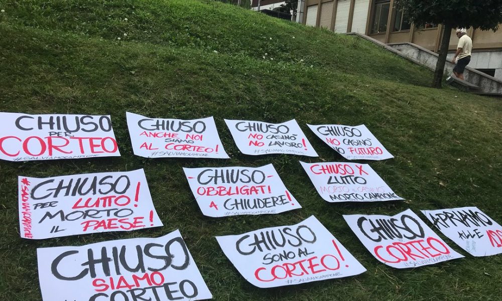 Crisi Campione d’Italia, la manifestazione contro la chiusura del Casinò