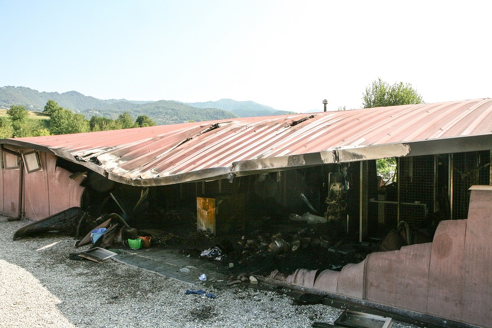 Incendio al canile della Val Basca