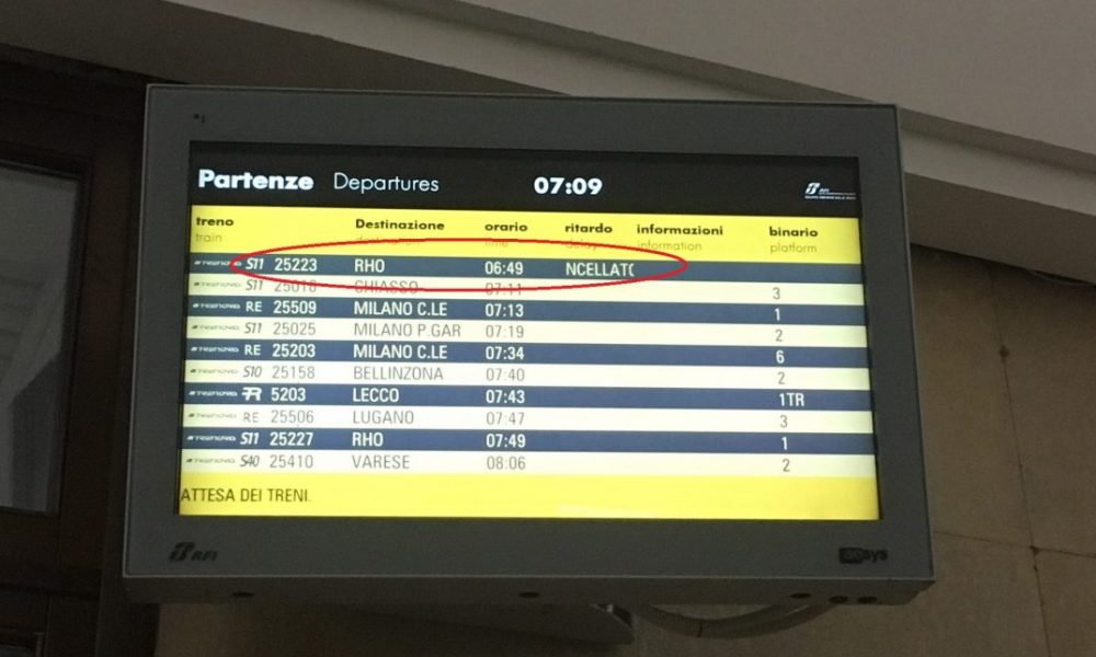 Trenord, bollettino di una “solita” mattina di disagi: un treno cancellato, uno in ritardo