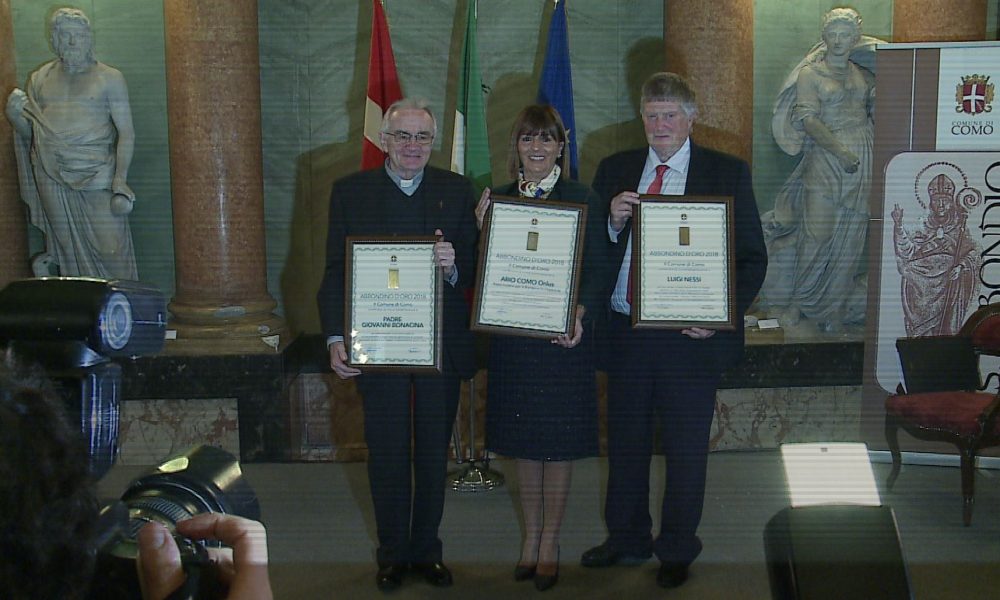 Abbondini d’Oro 2018, le benemerenze civiche a Padre Bonacina, Luigi Nessi e Abio Como