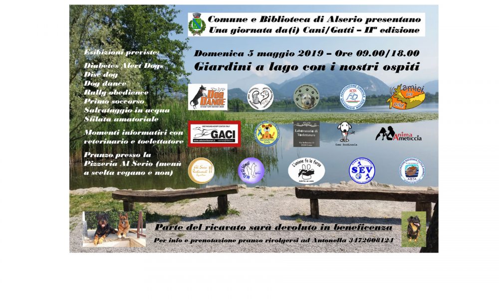 Cani e gatti protagonisti domenica 5 maggio al lago di Alserio