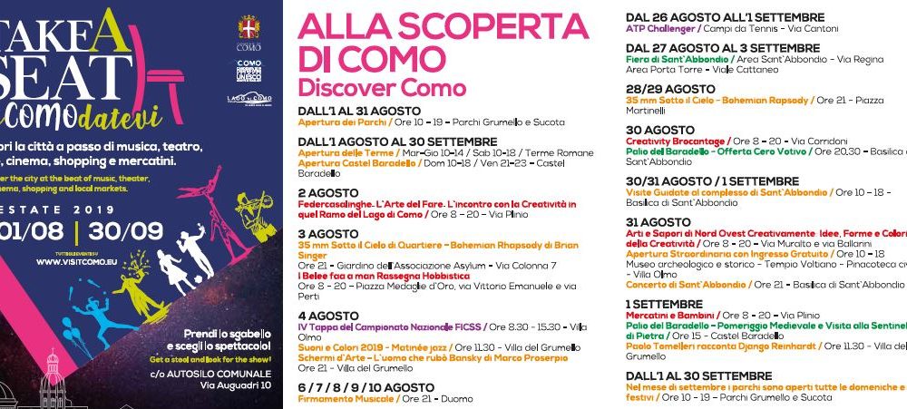 120 iniziative tra agosto e settembre a Como. Pubblicato il calendario unico degli eventi estivi