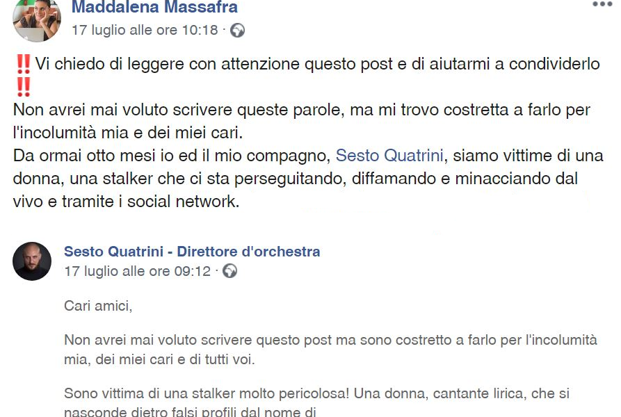Comasca vittima di una stalker. Lo sfogo su Facebook: “Ci perseguita da 8 mesi”