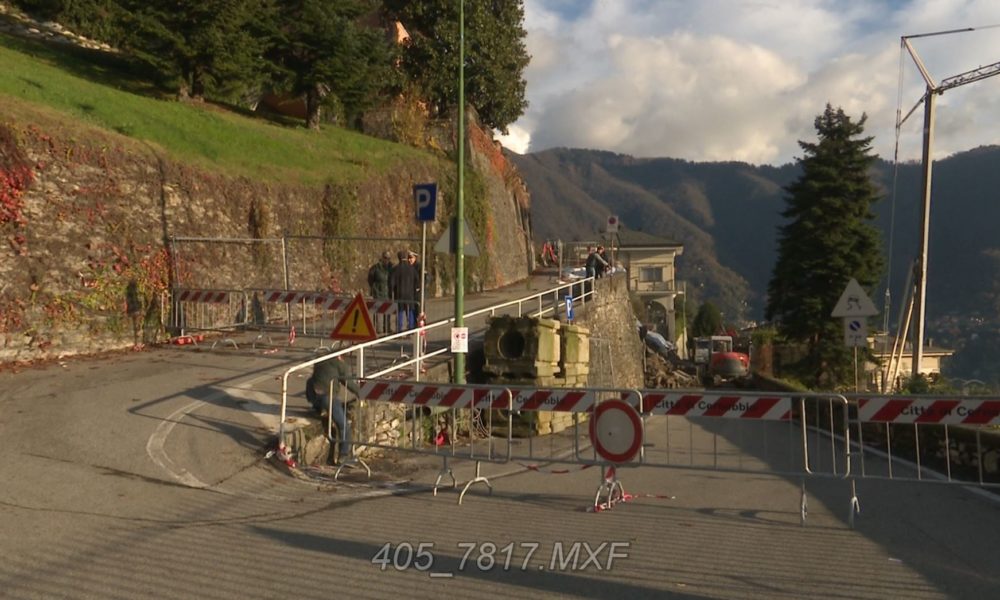 Frana a Cernobbio, al via l’allestimento del ponte. Il sindaco: “Tra dieci giorni strada riaperta”