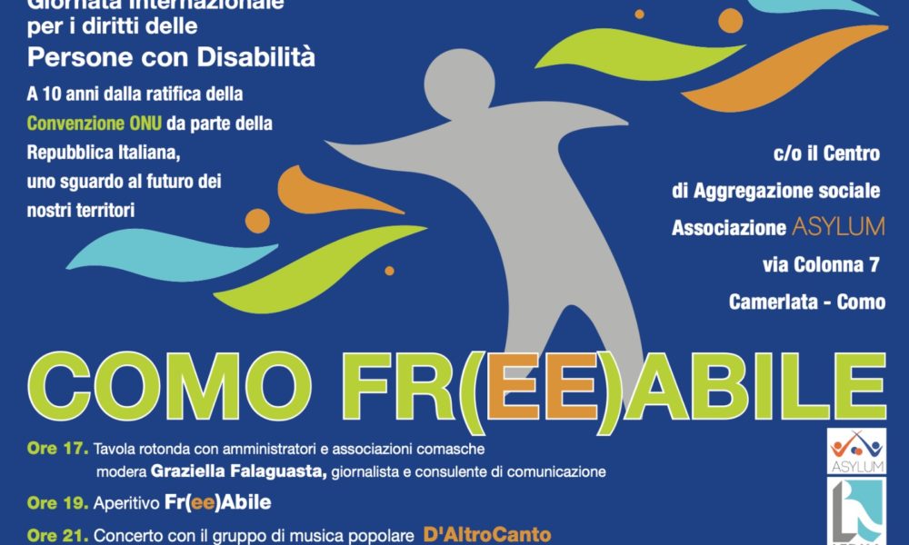 “Como Fr(ee)abile”, l’iniziativa per la Giornata internazionale per i diritti delle persone con disabilità