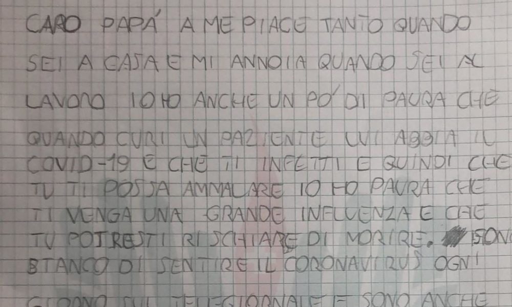 “Ti voglio bene e ho paura quando sei al lavoro”. La letterina di Achille al papà, infermiere del 118