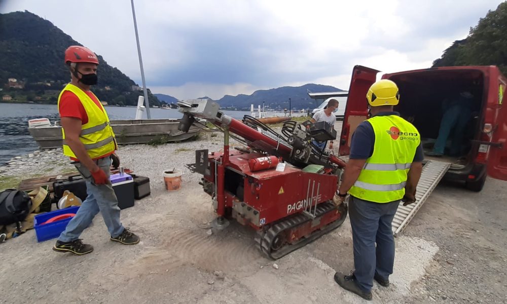 Paratie di Como: iniziata l’installazione del cantiere mobile in zona Sant’Agostino e si lavora sulla vasca “A”