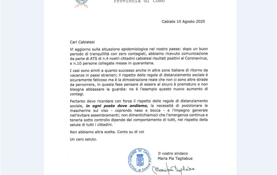 Coronavirus, focolaio a Cabiate: 4 positivi dopo le vacanze all’estero, 10 in quarantena