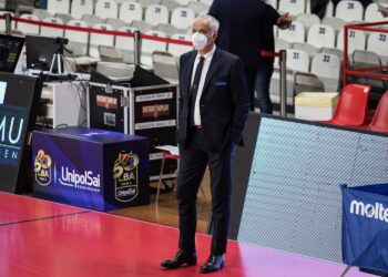 Cesare Pancotto durante la partita del Campionato Legabasket Serie A 2020/21 fra Openjobmetis Varese e Acqua S.Bernardo Cant.  Basket - Enerxenia Arena 11/10/2020 - Walter Gorini/PallCantu © All Rights Reserved