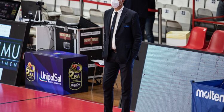 Cesare Pancotto durante la partita del Campionato Legabasket Serie A 2020/21 fra Openjobmetis Varese e Acqua S.Bernardo Cant.  Basket - Enerxenia Arena 11/10/2020 - Walter Gorini/PallCantu © All Rights Reserved