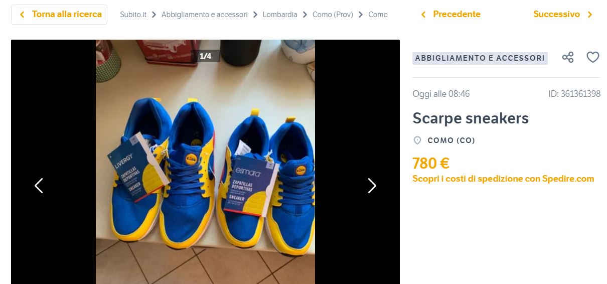 Tutti pazzi per le scarpe Lidl: a Como rivendute a 20 volte il prezzo d’acquisto