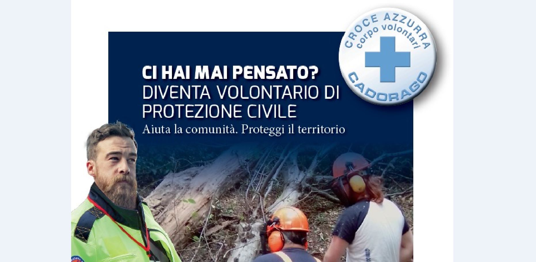 La Protezione Civile cerca volontari. “Unisciti a noi”, l’appello della Croce azzurra di Cadorago