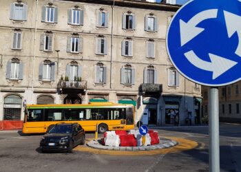 Rotatoria provvisoria in piazza San Rocco Como