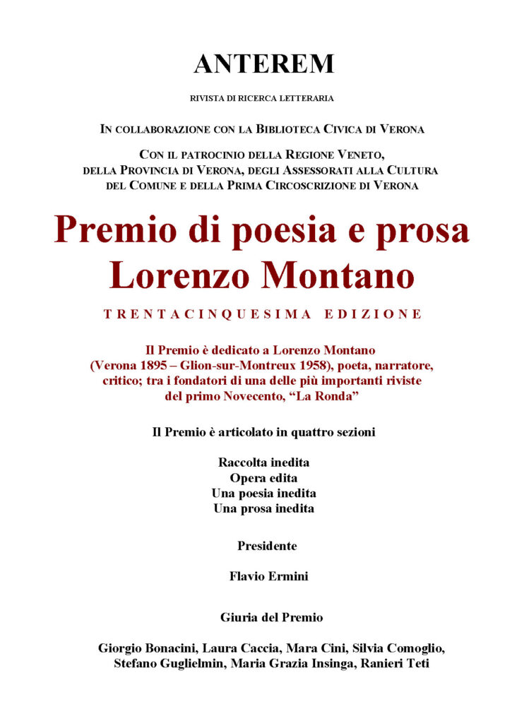 premio di poesia e prosa “Lorenzo Montano”