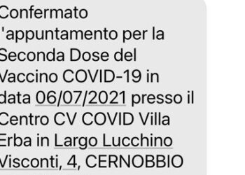 Il messaggio che indica l'errato indirizzo dell'hub vaccinale