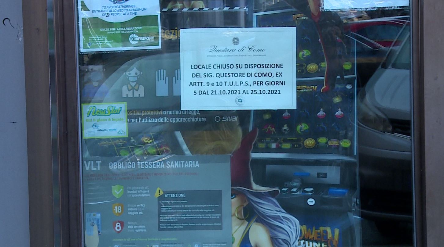 Spazi irregolari e mancanza di personale autorizzato, chiusa una sala slot in via Milano