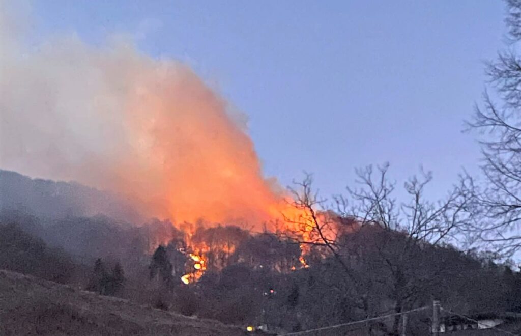 Incendio alla Sighignola