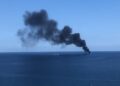 Soccorsi in azione. Il fumo si vede da terra