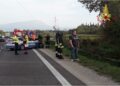 Carcassa dell'auto individuata stamane vicino ad Affi