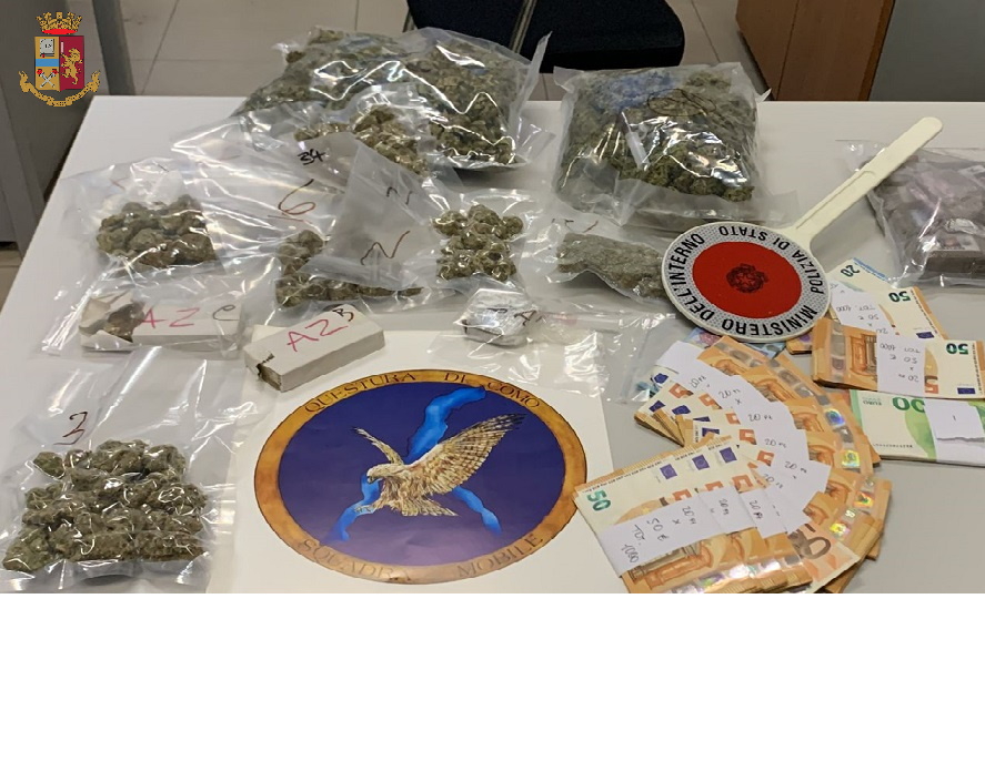 Spaccio di droga, arrestato 28enne a Lipomo. Sequestrati 2,5 chilogrammi di stupefacenti