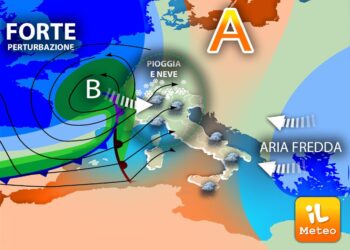 Attesa forte perturbazione con calo temperature. Neve sulle Alpi