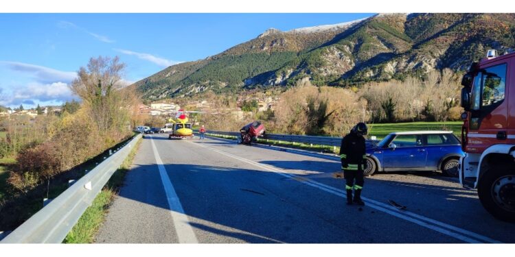 L'incidente sulla statale 'Picente' tra L'Aquila e Pizzoli