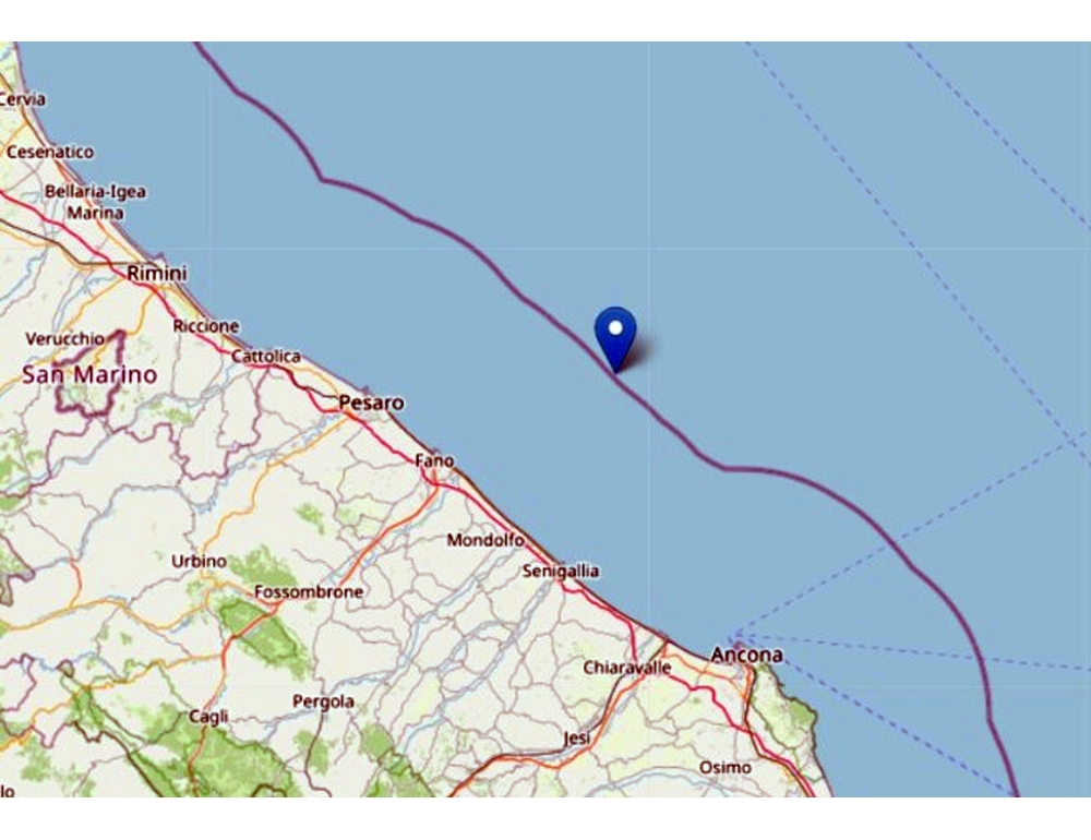 Terremoto: Marche, scossa 3.9 davanti alla costa marchigiana