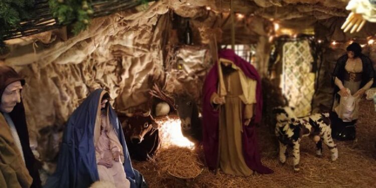 Nel Napoletano albero e presepe con materiali riciclati