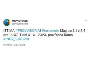 Magnitudo 3.3. Sisma a 9 chilometri di profondità