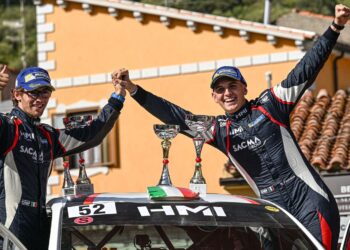 Il giovane equipaggio al via del Rally di Montecarlo, Matteo Fontana e Alessandro Arnaboldi