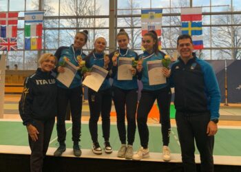 La formazione azzurra che ha conquistato l'oro nella prova a squadre