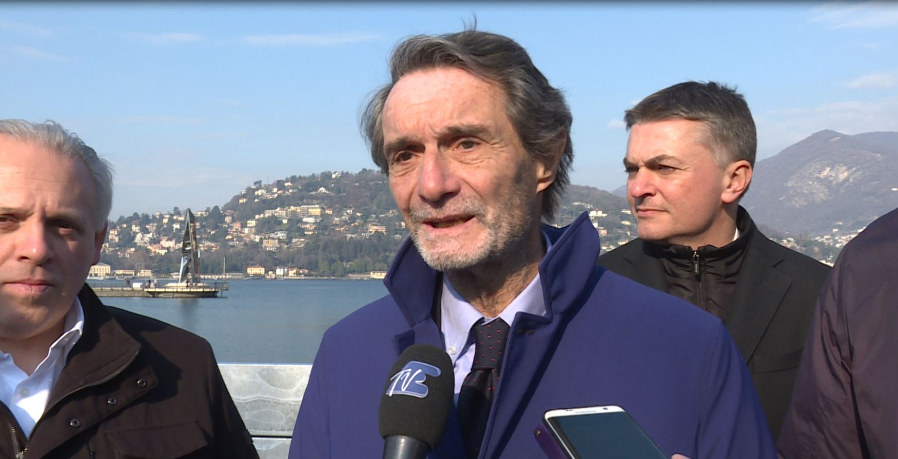 Tappa comasca per Attilio Fontana. Cantiere delle paratie: “Fine lavori tra un anno”