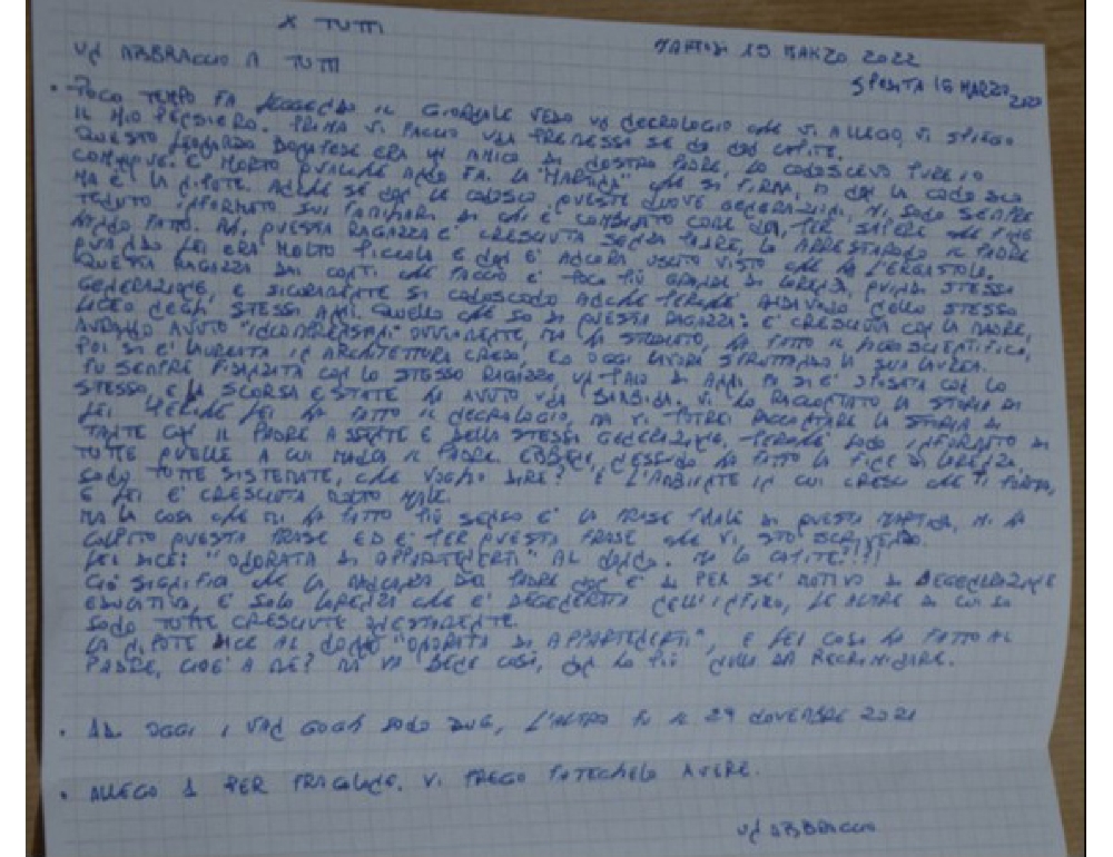 Mafia: Messina Denaro, mia figlia degenerata nell’intimo