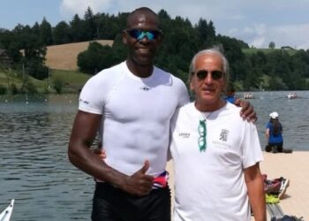 Angel Fournier Rodriguez con il presidente della Canottieri Lario, Leonardo Bernasconi