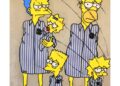Opera di Palombo rappresenta I Simpson deportati ad Auschwitz