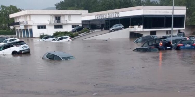 Sommersa una concessionaria di auto