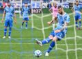 La rete su rigore di Alberto Cerri contro il Palermo (foto Roberto Colombo)
