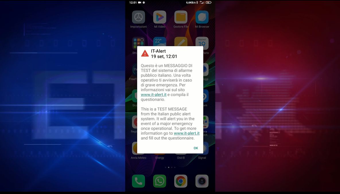 Scattata a mezzogiorno la sperimentazione IT-alert in Lombardia