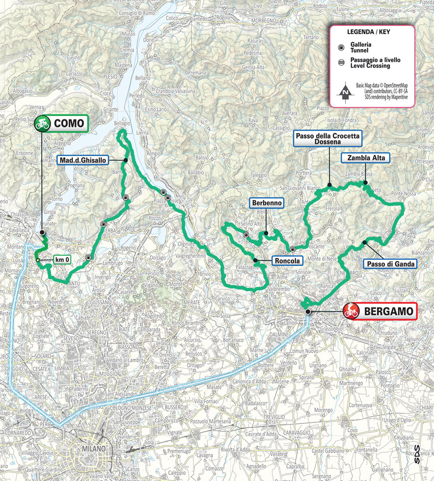 Il via della "classica" di ciclismo sabato alle 10.20 dal centro di Como